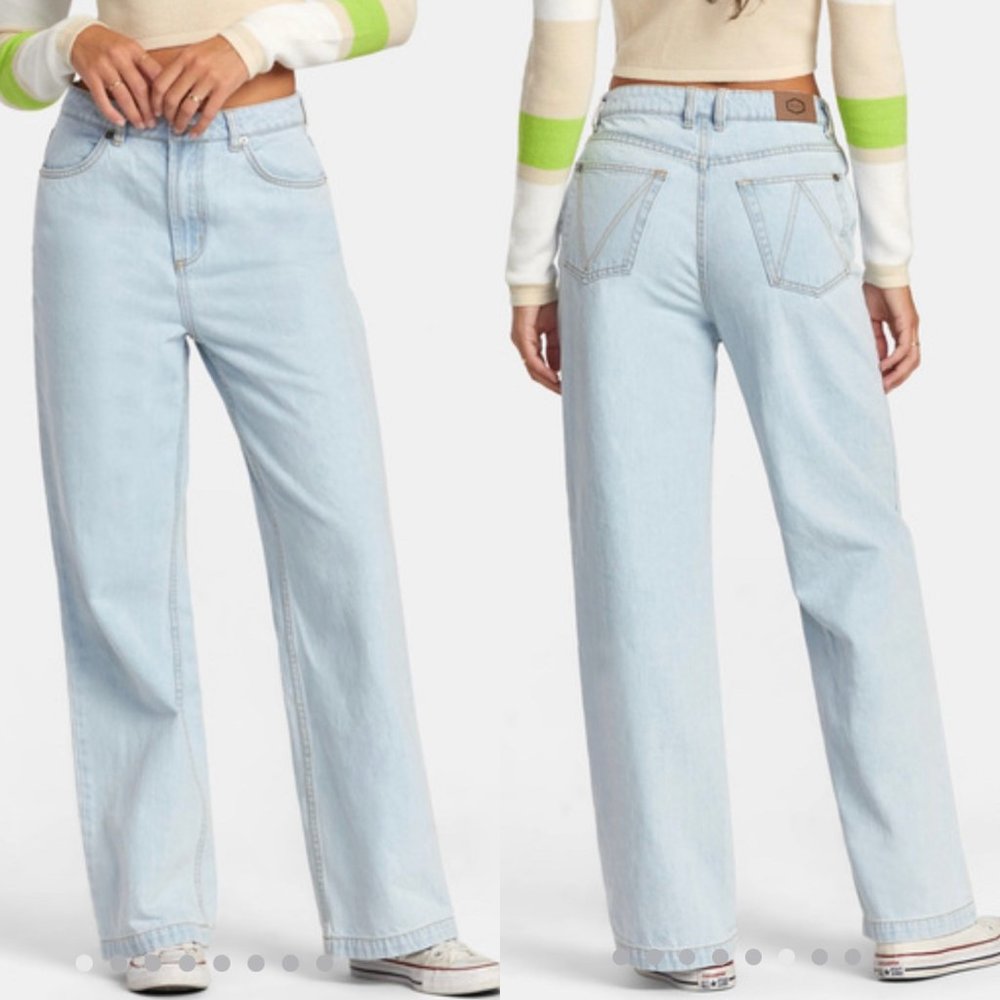 RVCA Coco High Rise Wide Leg Denim Jeans Size 26